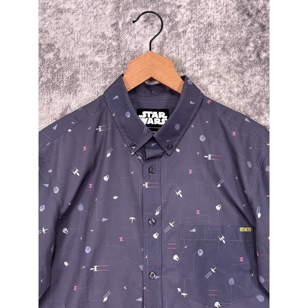 RSVLTS Men's Short-Sleeve Navy Button-Down with Micro Icon Print - Picture 2 of 8